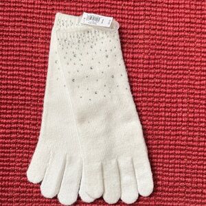 Gap White winter gloves with silver rhinestones